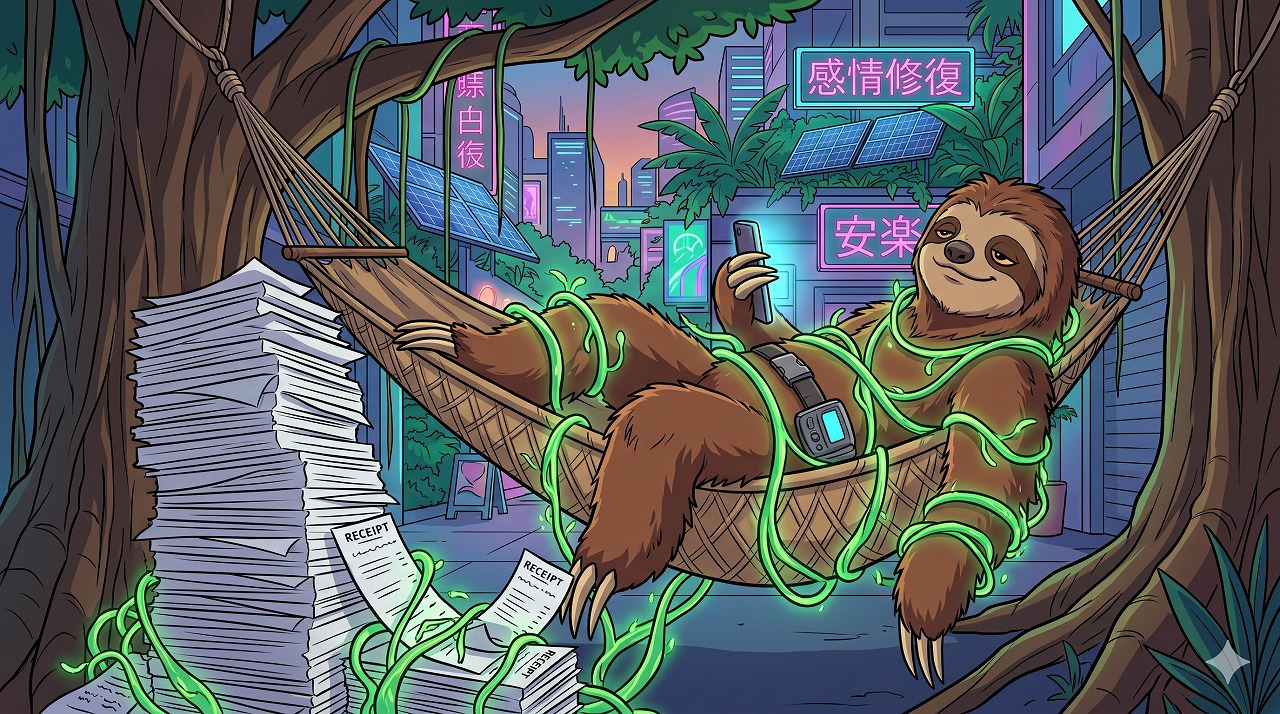 タスクを先延ばしにしているナマケモノの画像